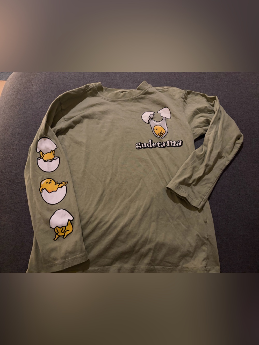 Zara Gudetama Olive Green Long Sleeve Tee